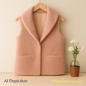 Betsey Johnson Pink Fuzzy Long Vest‎ – Size XS/S